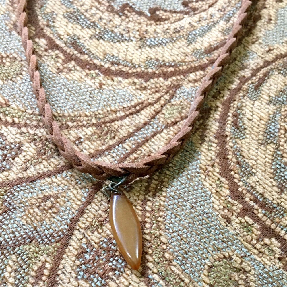 Brown Braided Leather Necklace